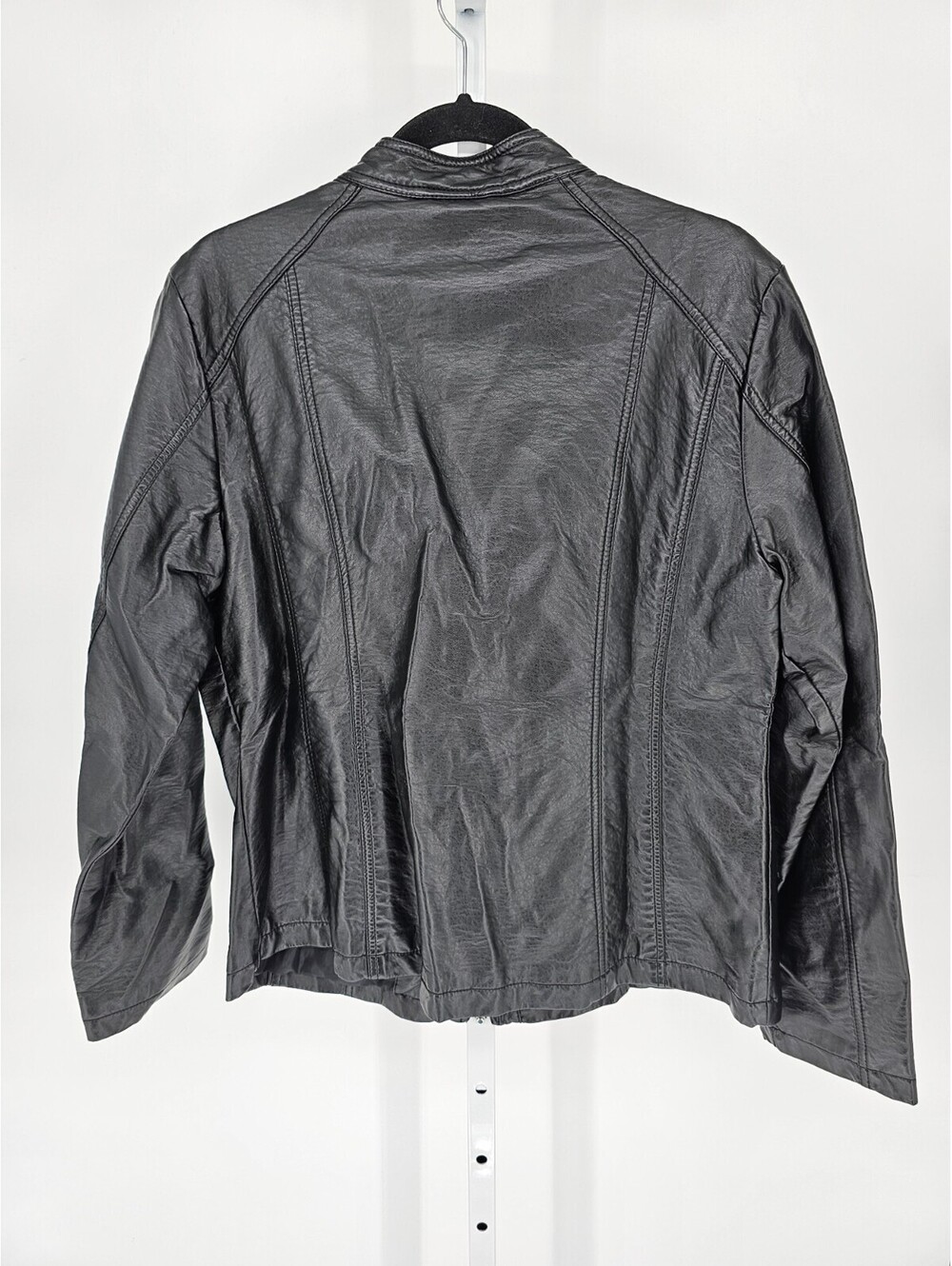 Apt 9 Womens Sz XL Full Zip Up Faux Leather Moto Jacket Black - Picture 4 of 4